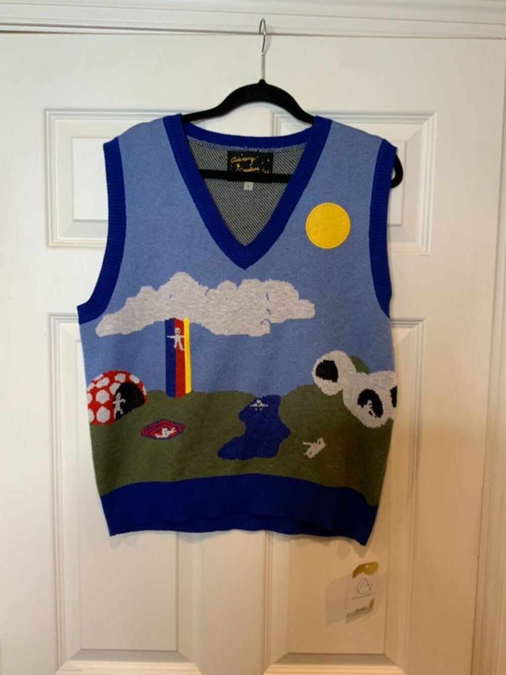 Creature World X Advisry Blue Alien Playtime Knit Sweater Vest, Size Medium